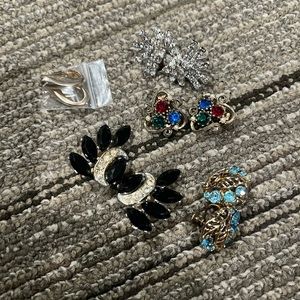 Five pairs of vintage clip earrings